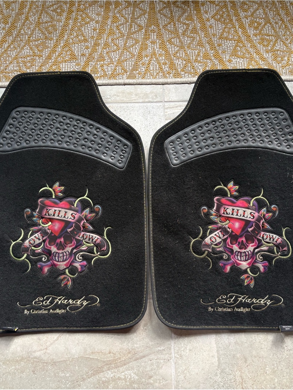 Rare Ed Hardy by Christian Audigier “Love Kills Slowly” Car Mats